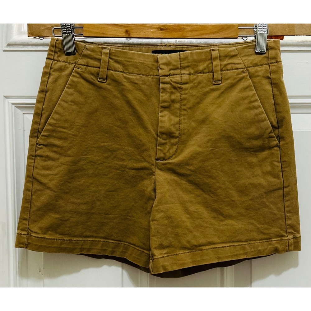 Banana Republic Authentic Chino Shorts Womens 0 Khaki Tan Mid Rise Cotton Blend